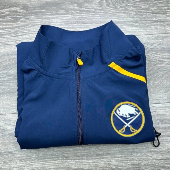Buffalo Sabres Jacket Men's Large Blue NHL Authentic Pro Rinkside Zip Fanatics - Picture 15 of 16